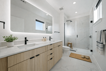 Dual-sink vanity with quartz countertop*